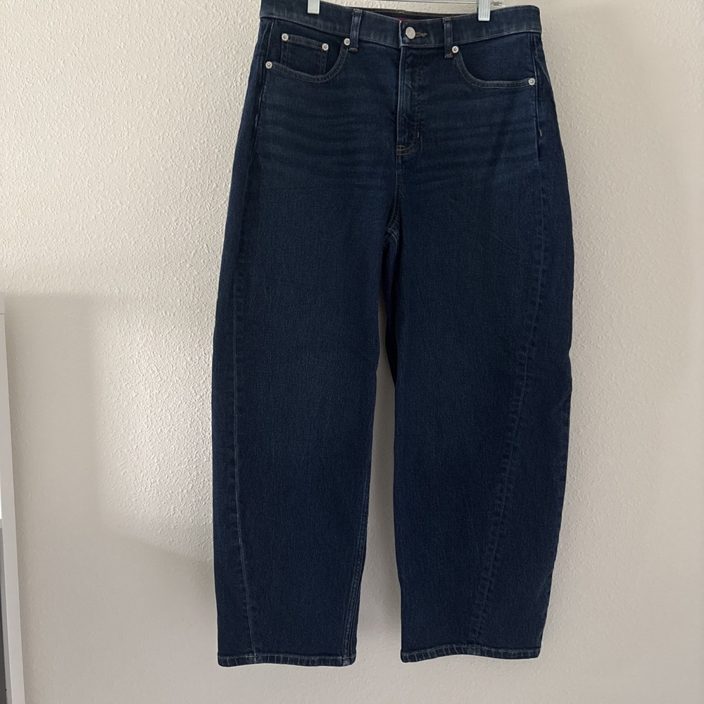 Spanx Women's Barrel Leg‎ Jeans Blue Denim Size Large